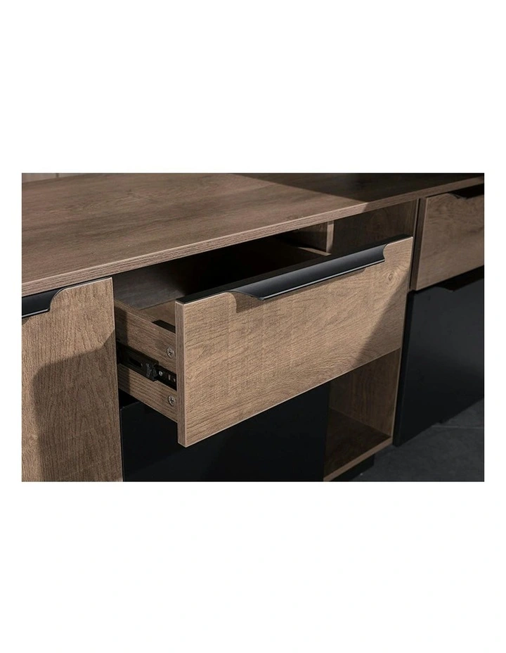 BALDER Executive Desk with Left Return 2.2-2.4M - Warm Oak & Black image 6