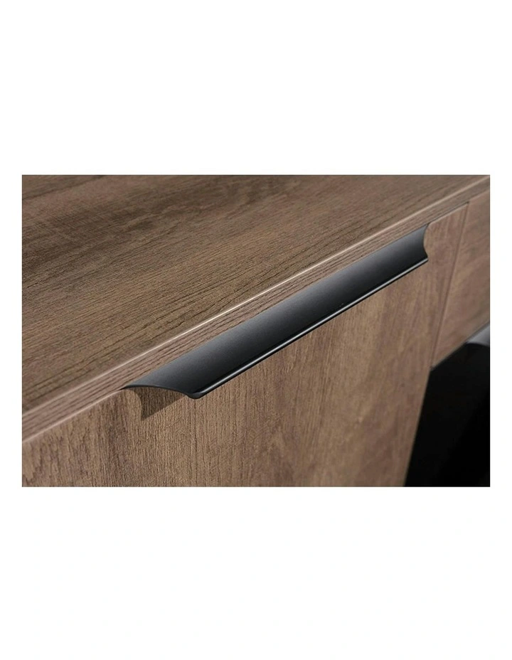 BALDER Executive Desk with Left Return 2.2-2.4M - Warm Oak & Black image 7