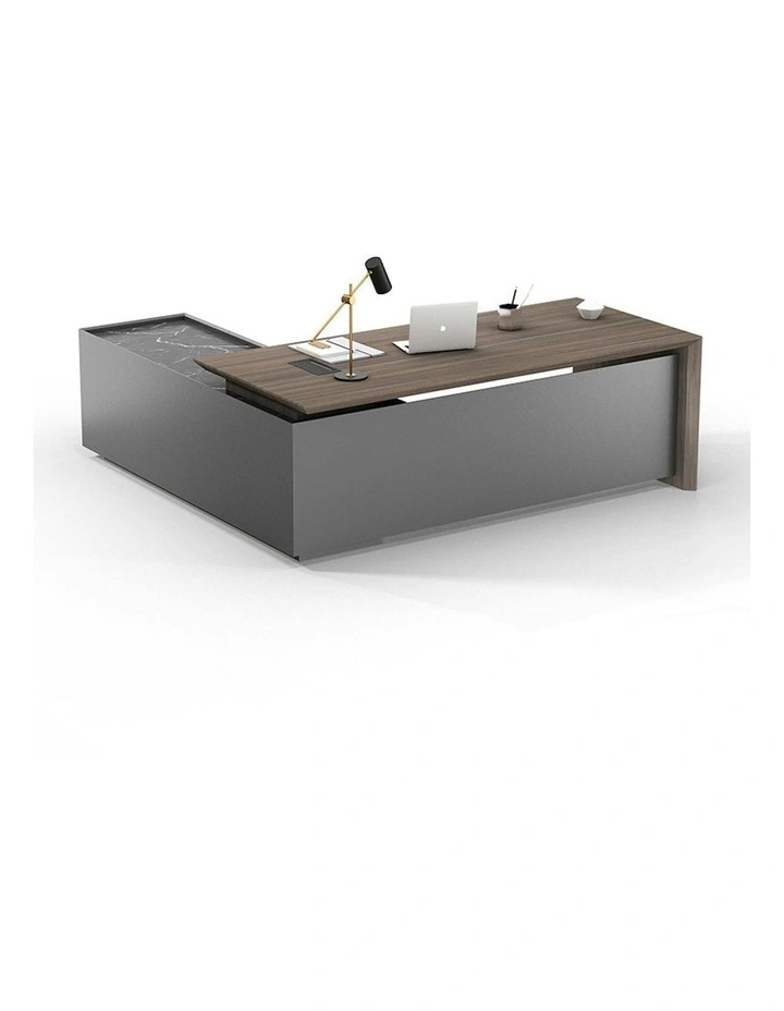 ARMANDO Executive Desk 220cm Right Return - Hazelnut & Grey image 1