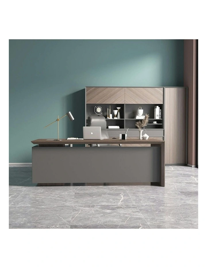 ARMANDO Executive Desk 220cm Right Return - Hazelnut & Grey image 2