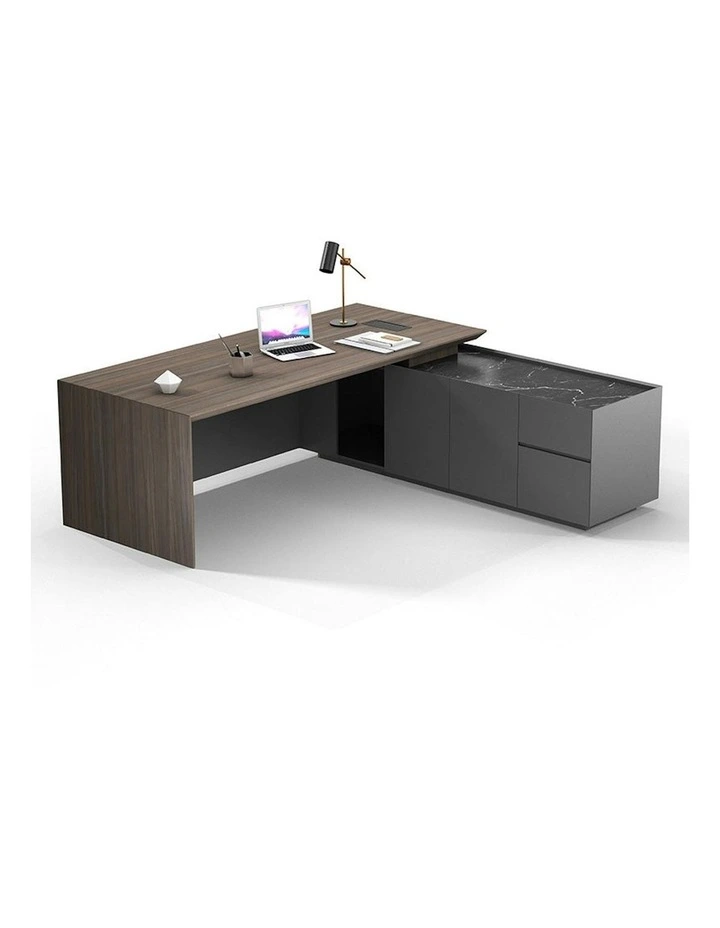 ARMANDO Executive Desk 220cm Right Return - Hazelnut & Grey image 3