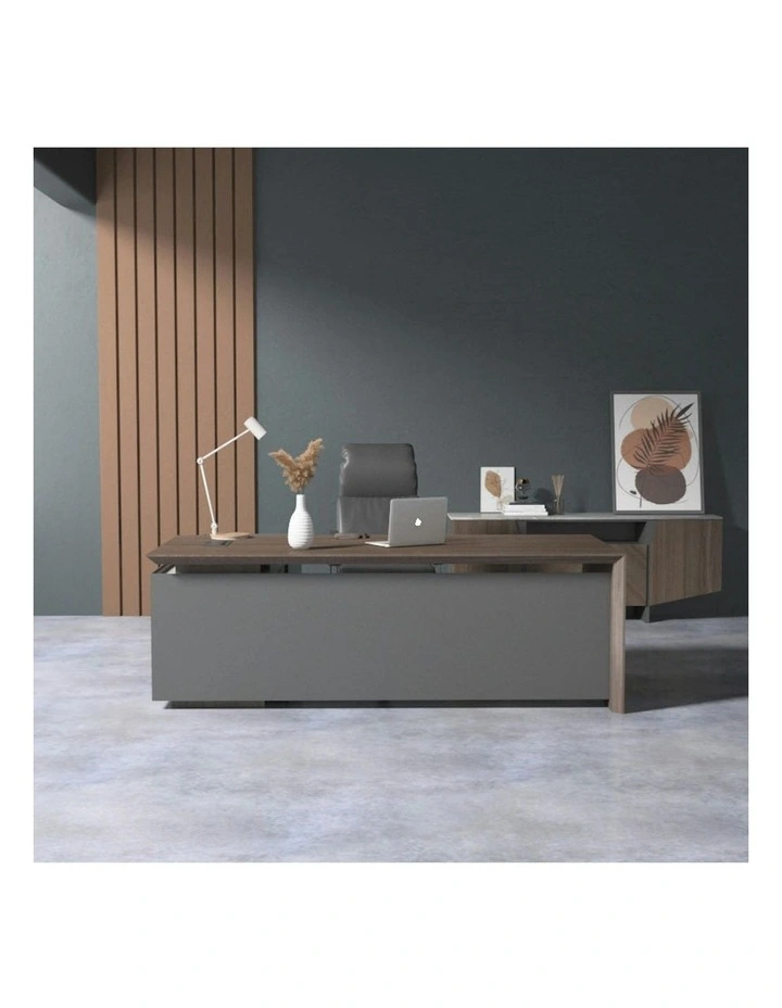 ARMANDO Executive Desk 220cm Right Return - Hazelnut & Grey image 7