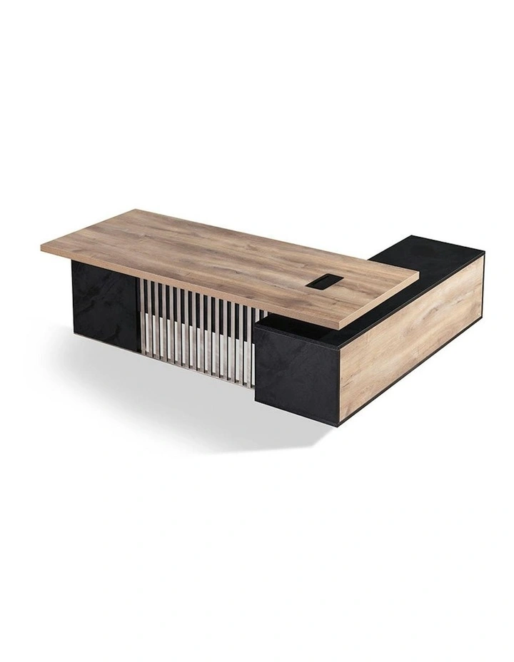 DAXTON Executive Desk with Left Return 200cm - Warm Oak & Black image 1