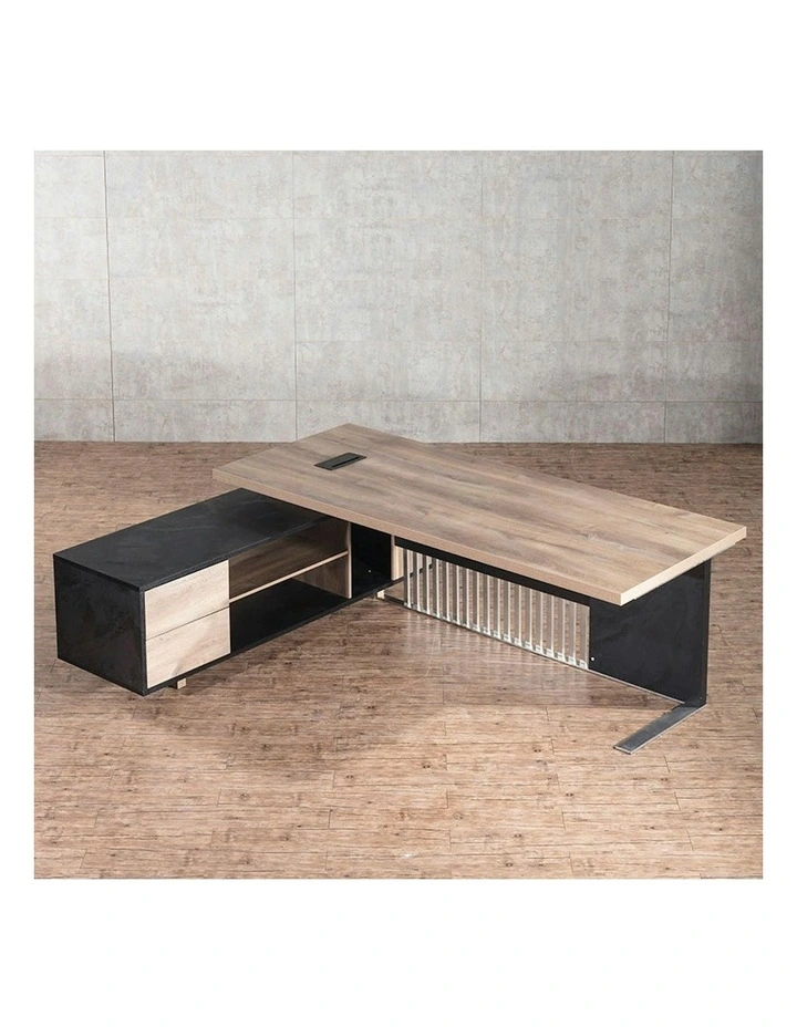DAXTON Executive Desk with Left Return 200cm - Warm Oak & Black image 2