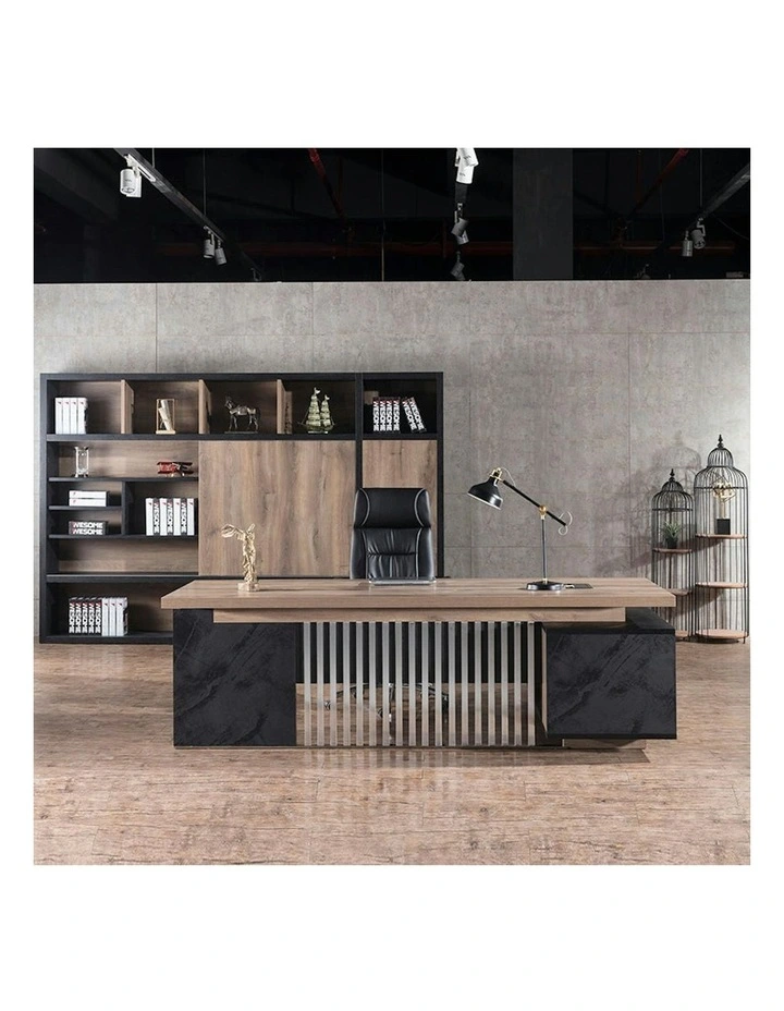 DAXTON Executive Desk with Left Return 200cm - Warm Oak & Black image 3