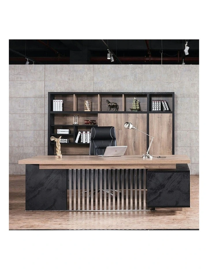 DAXTON Executive Desk with Left Return 200cm - Warm Oak & Black image 6