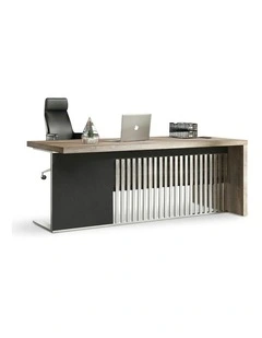 AFTAN Executive Desk with Pedestal & Left Mobile Return 180cm - Warm Oak & Black