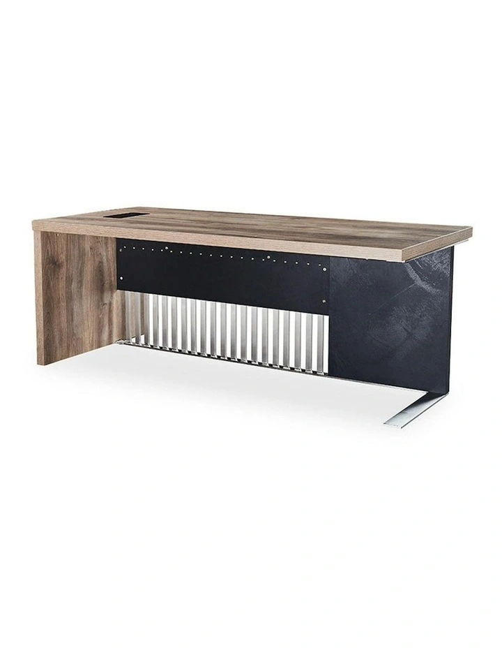 AFTAN Executive Desk with Pedestal & Left Mobile Return 180cm - Warm Oak & Black image 3