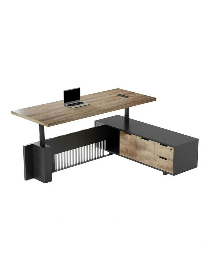 DAXTON Executive Desk with Right Return with Lift 200cm - Warm Oak image 2