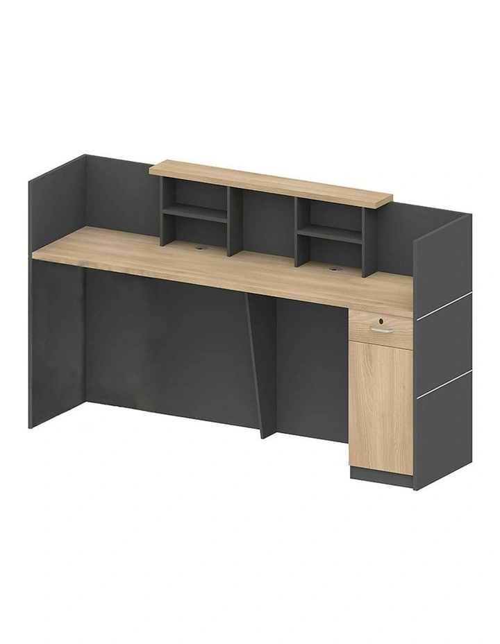 BELEN Reception Desk 1.8M - Acacia & Carbon Grey image 6