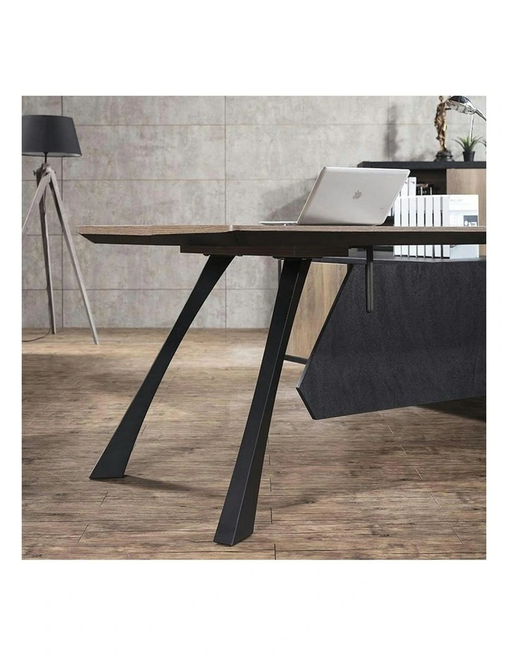 EASTON Executive Desk with Right Return 2.2-2.4m - Warm Oak & Black image 6