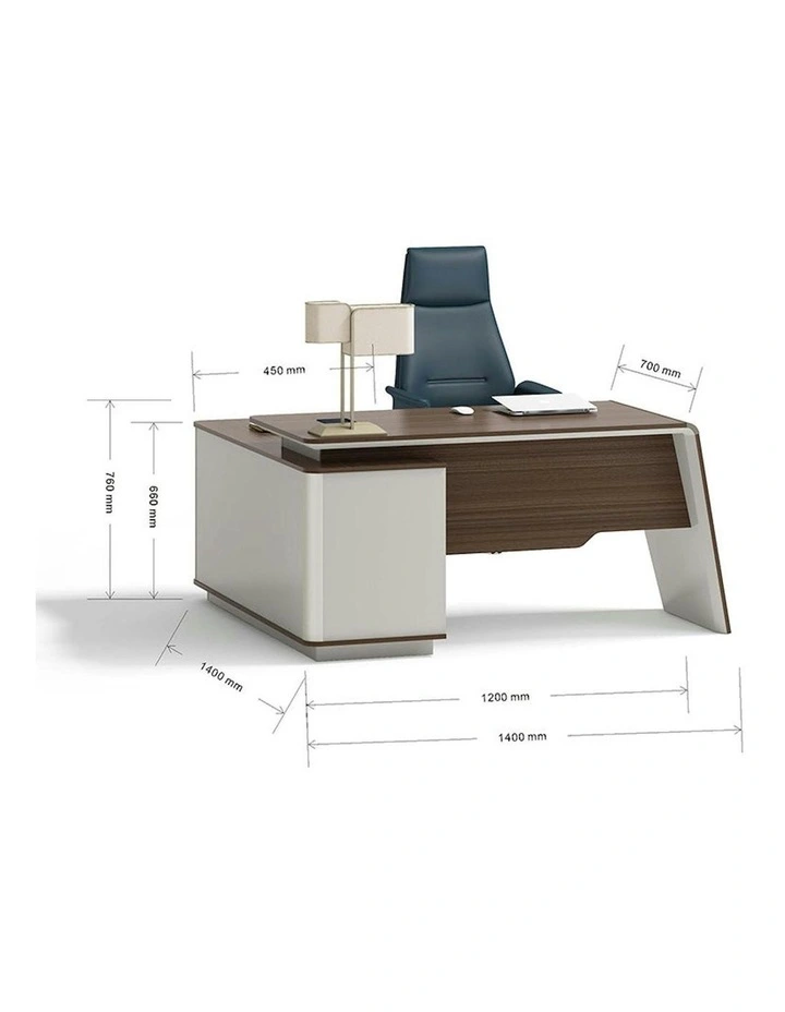 ANDERS Executive Desk Reversible Return 1.4M - Hazelnut & Beige image 2