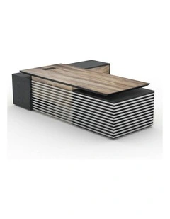 PHOENIX Executive Desk with Right Return 2.8M - Warm Oak & Black