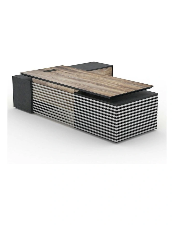 PHOENIX Executive Desk with Right Return 2.8M - Warm Oak & Black image 1