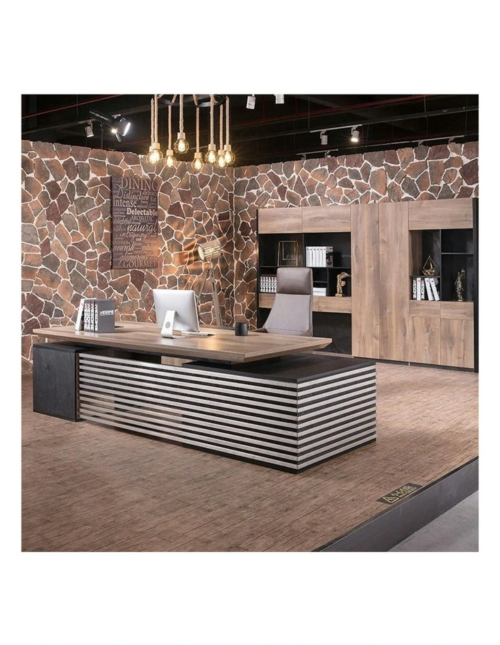 PHOENIX Executive Desk with Right Return 2.8M - Warm Oak & Black image 4