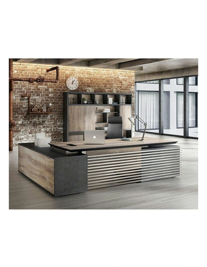 PHOENIX Executive Desk with Right Return 2.8M - Warm Oak & Black image 5