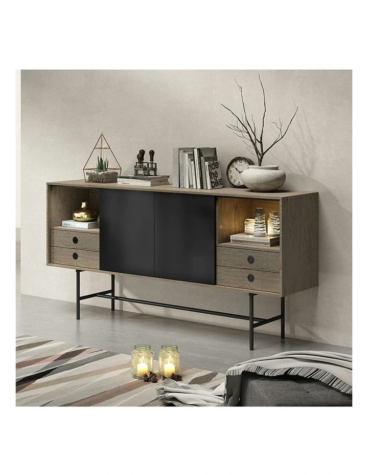 BAYLEN Sideboard Buffet 1.6M - Warm Oak & Black image 3