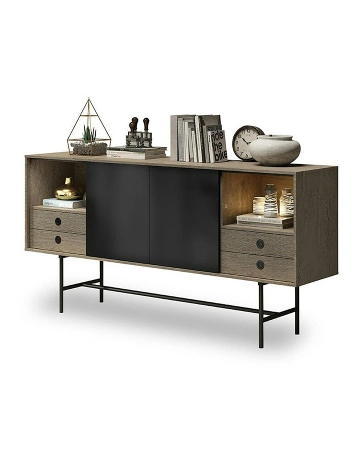 BAYLEN Sideboard Buffet 1.6M - Warm Oak & Black image 6