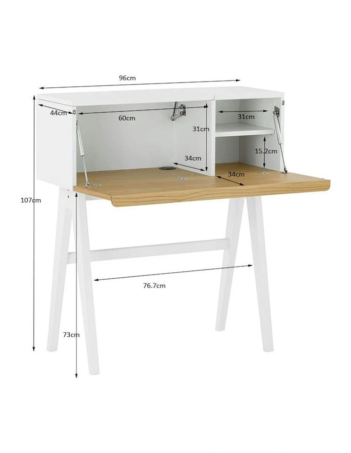 VALEN Study Desk 96cm - White & Oak image 5