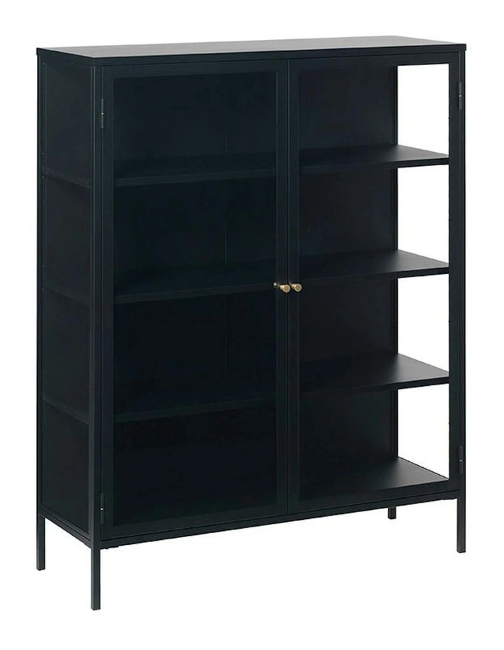 CARMEL 2 Door Glass Display Cabinet  90x140cm - Black image 1