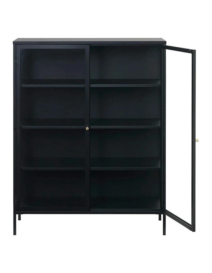 CARMEL 2 Door Glass Display Cabinet  90x140cm - Black image 5