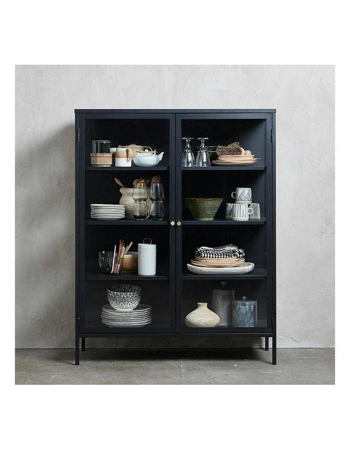 CARMEL 2 Door Glass Display Cabinet  90x140cm - Black image 6