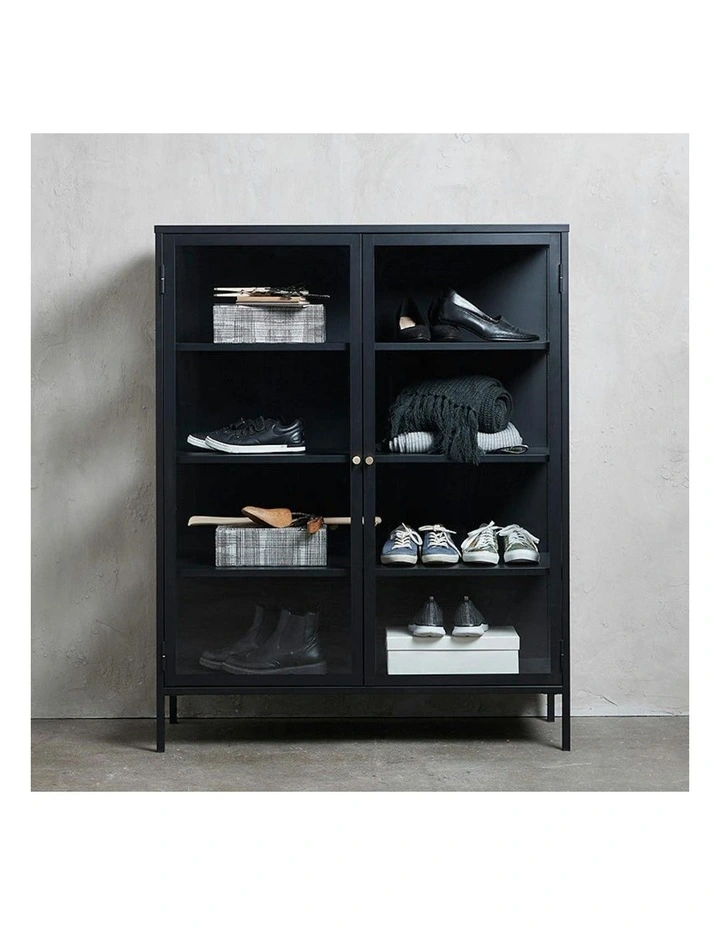 CARMEL 2 Door Glass Display Cabinet  90x140cm - Black image 7
