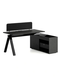 DOLAN Executive Desk Workstation 1.4 - 1.6m - Right Return - Black Concrete