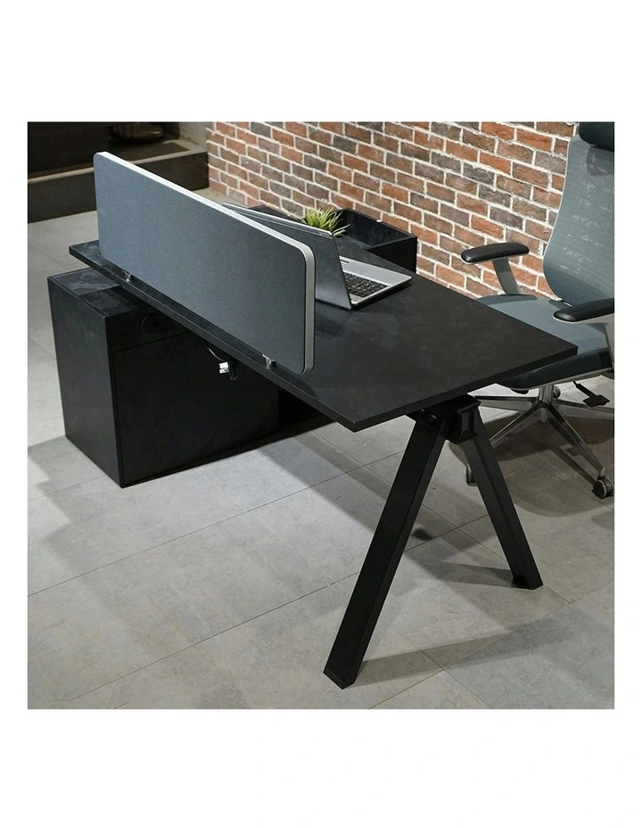 DOLAN Executive Desk Workstation 1.4 - 1.6m - Right Return - Black Concrete image 2