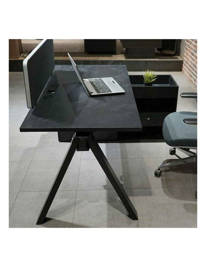DOLAN Executive Desk Workstation 1.4 - 1.6m - Right Return - Black Concrete image 4