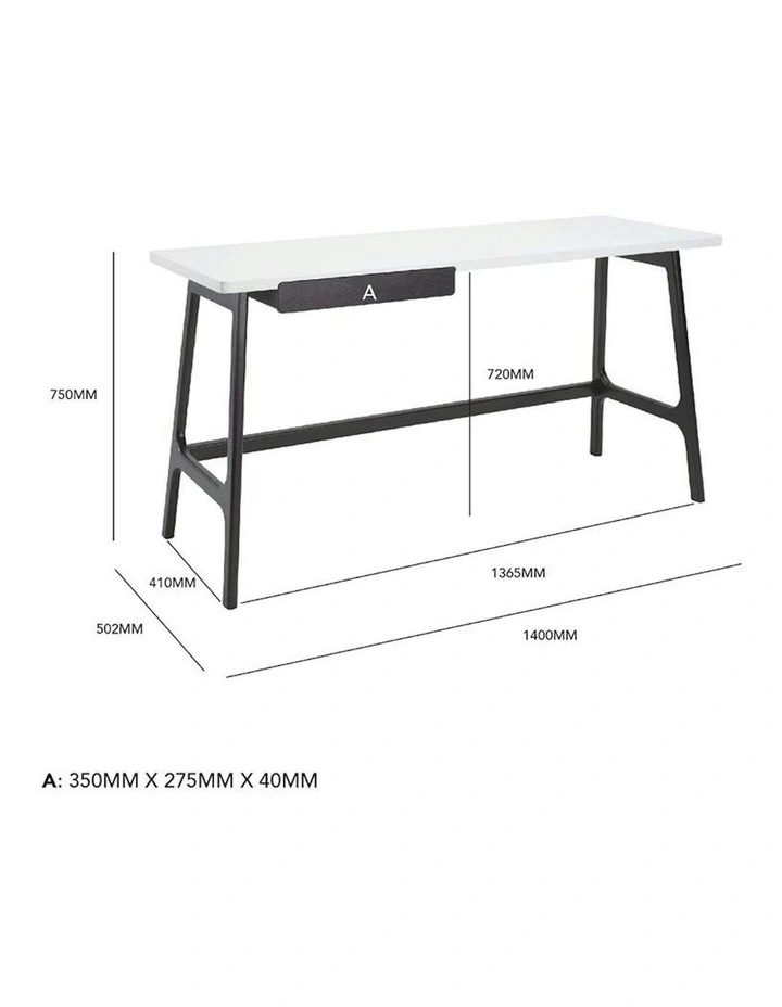 MOREY Study Desk - White & Black image 6