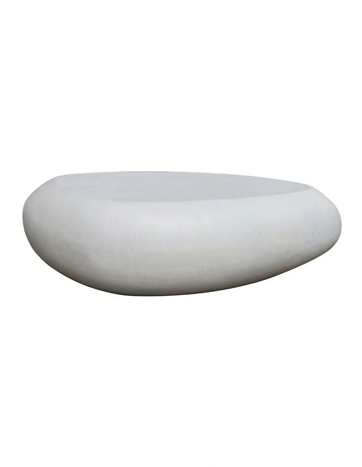 ROCCO  Indoor & Outdoor Pebble Coffee Table 106cm - White Concrete image 1