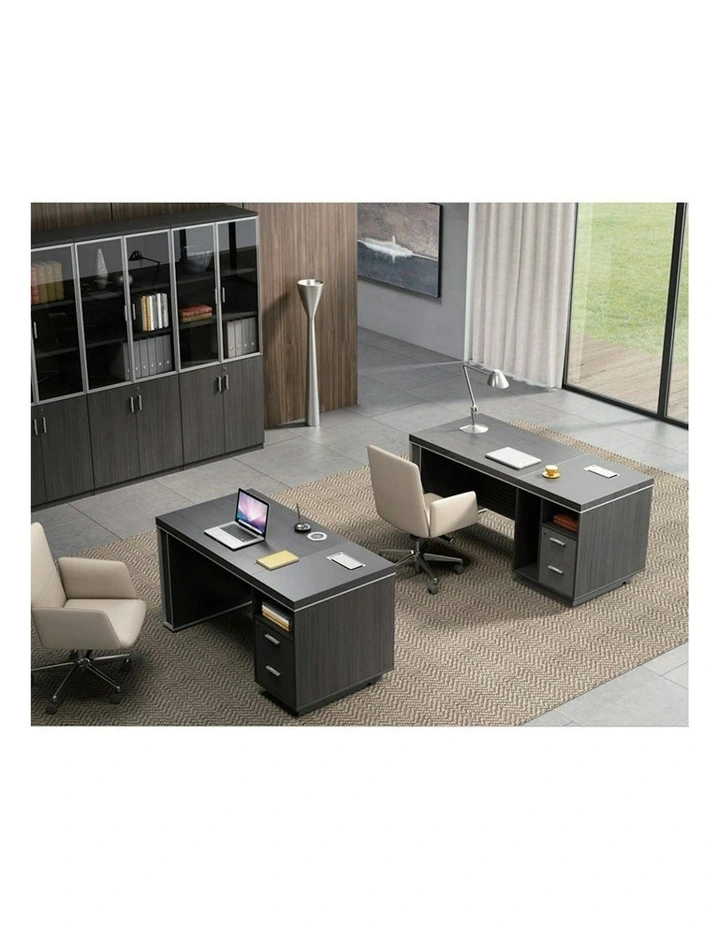 MATEES 3 Doors Display Cabinet 120CM - Grey/ Brown image 3