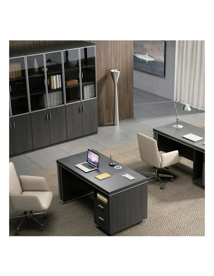 MATEES 3 Doors Display Cabinet 120CM - Grey/ Brown image 5