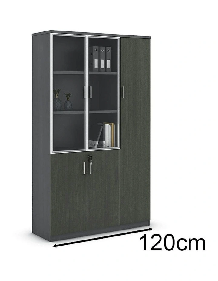 MATEES 3 Doors Display Cabinet 120CM - Grey/ Brown image 6