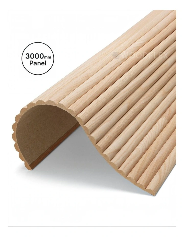 WOODFLEX Flexible Wooden Slat Wall Panel - Oak Veneer - 3000mm x 600mm - Half Round image 3
