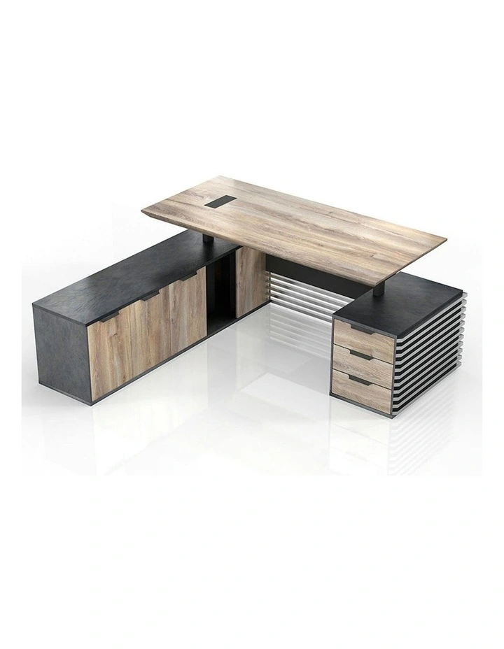 PHOENIX Sit & Stand Electric Lift Executive Desk with Left Return 2.2M - Warm Oak & Black image 5