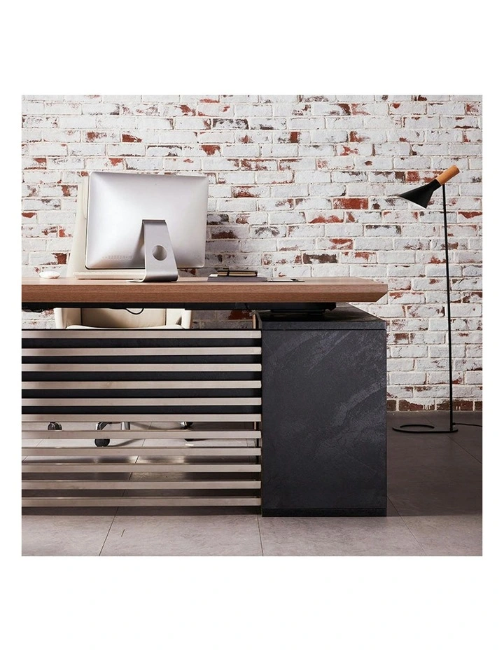 PHOENIX Sit & Stand Electric Lift Executive Desk with Left Return 2.2M - Warm Oak & Black image 6