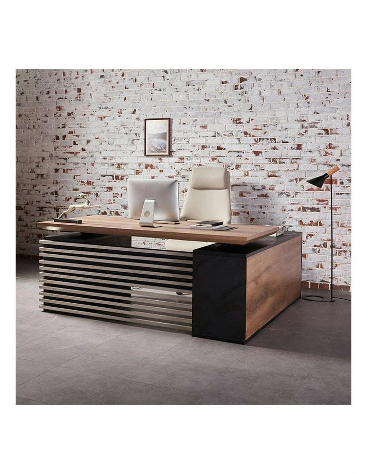 PHOENIX Sit & Stand Electric Lift Executive Desk with Left Return 2.2M - Warm Oak & Black image 7