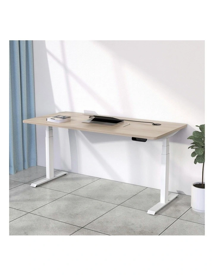 MARLO Single Workstation with Lift 1.4M - Oak & White image 2