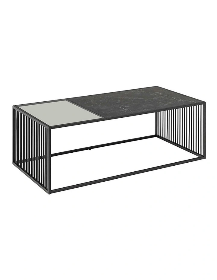 STRINGTON Rectangular Coffee Table 120cm - Black Marble Effect image 1