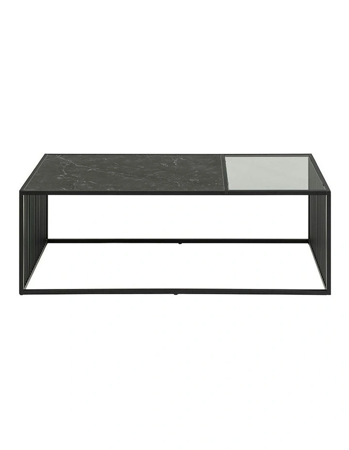 STRINGTON Rectangular Coffee Table 120cm - Black Marble Effect image 3