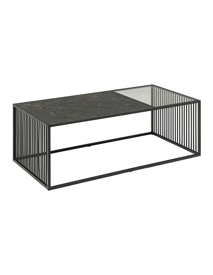 STRINGTON Rectangular Coffee Table 120cm - Black Marble Effect image 4