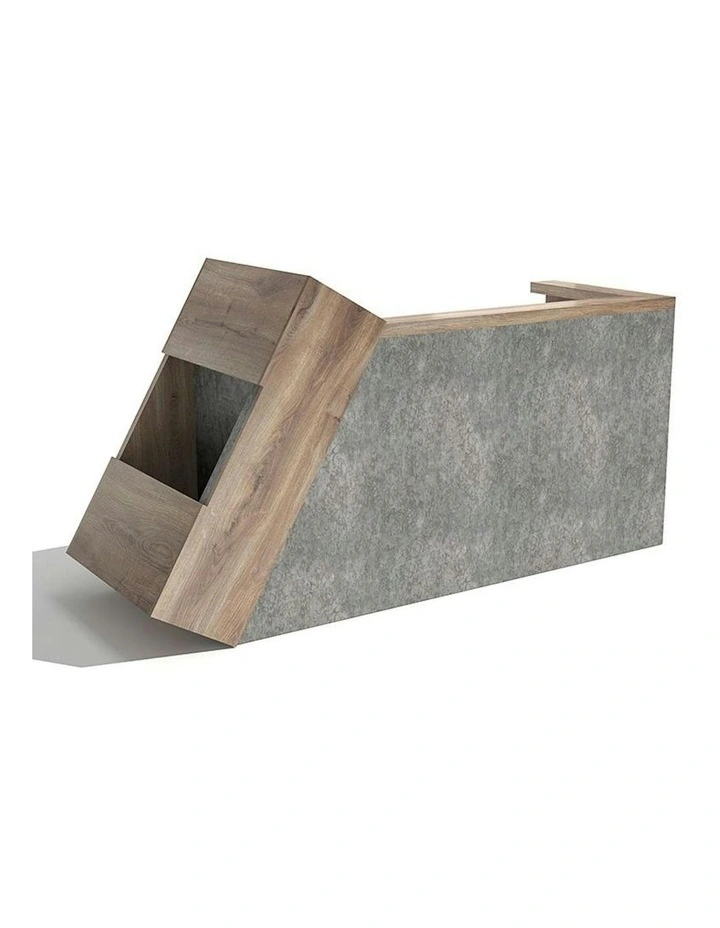 QUADE Reception Desk Right Panel 2.0M - Warm Oak & Concrete Color image 1