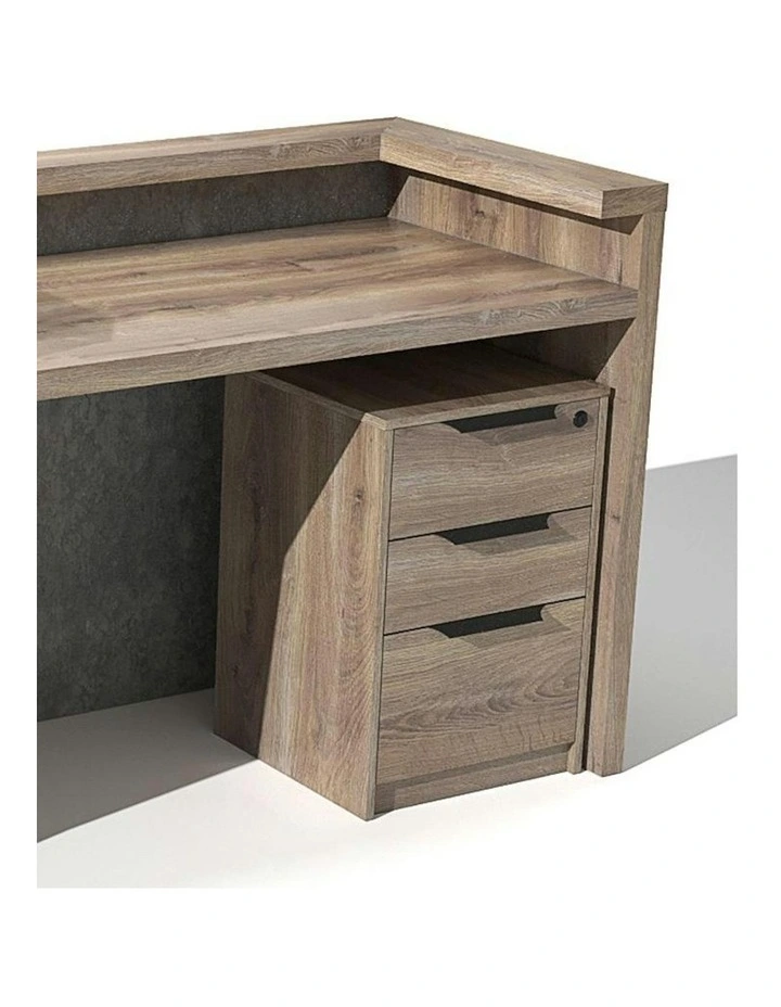 QUADE Reception Desk Right Panel 2.0M - Warm Oak & Concrete Color image 4