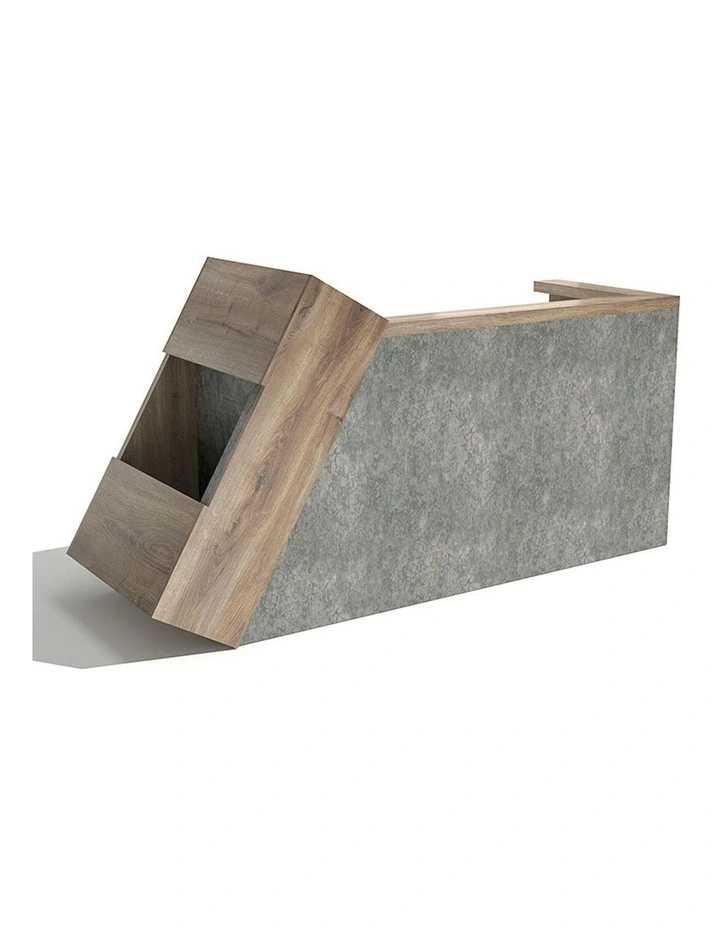 QUADE Reception Desk Right Panel 2.0M - Warm Oak & Concrete Color image 5