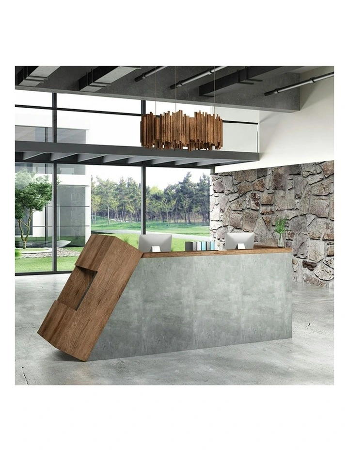 QUADE Reception Desk Right Panel 2.0M - Warm Oak & Concrete Color image 6