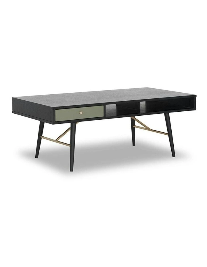 OMARI 117cm Black & Green Oak Coffee Table image 1