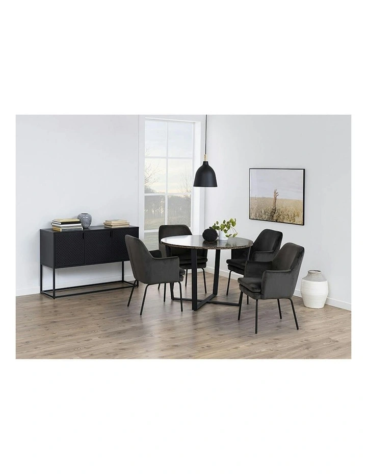NEWTON 3 Doors Sideboard 120cm - Black image 2