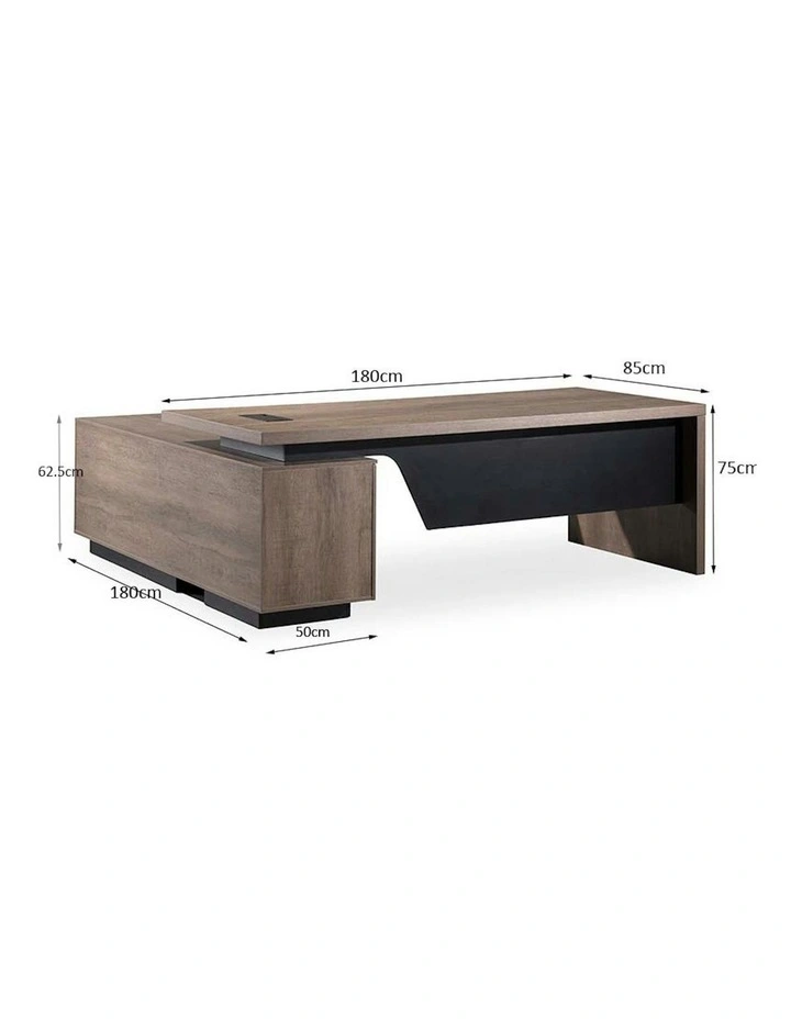 BALDER Executive Desk with Left Return 1.8-2.0M - Warm Oak & Black image 6